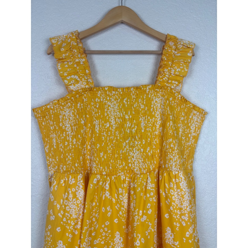 Torrid Yellow Leopard Smocked Tiered Midi Dress Sz 3 Resort Summer Vacation - Picture 10 of 10